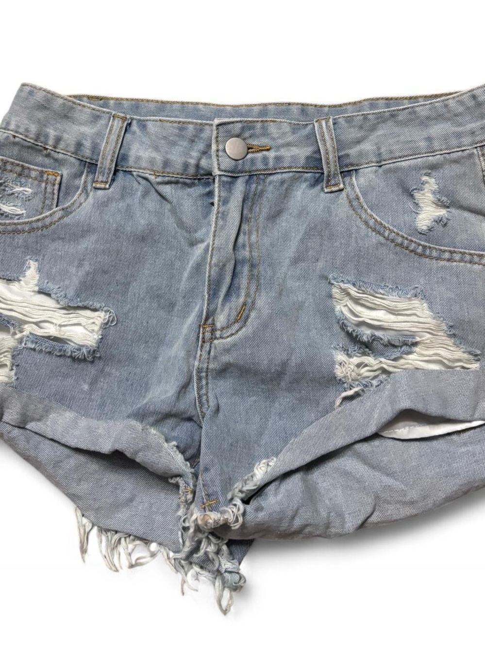 Light Wash Distressed Denim Shorts - Casual Summer Staple